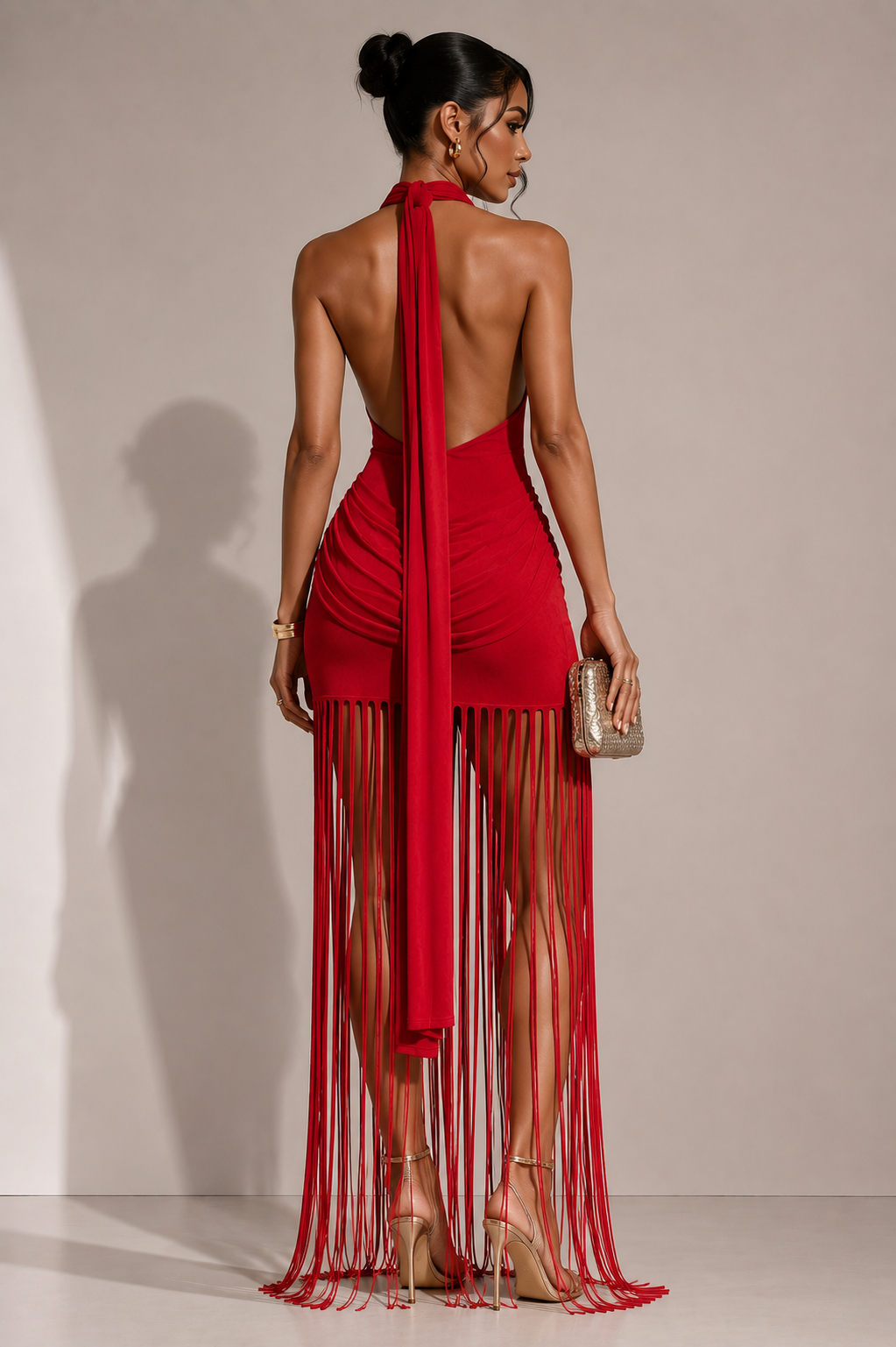 Robe dos nu Riviera à franges