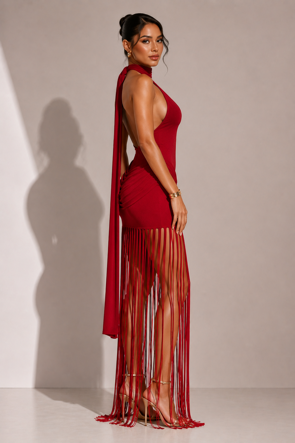 Robe dos nu Riviera à franges