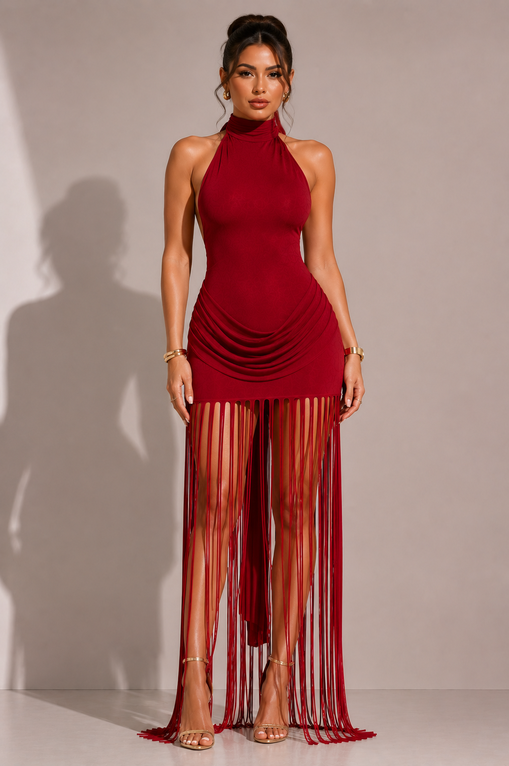 Robe dos nu Riviera à franges